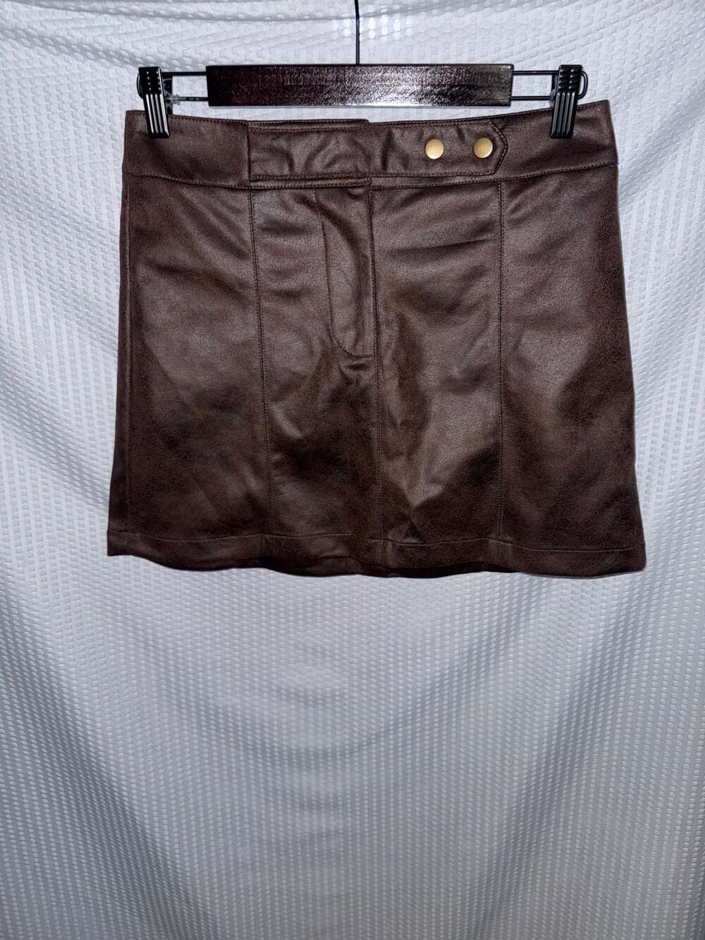 Alivia Ford Brown Faux Leather Mini Skirt Size 7